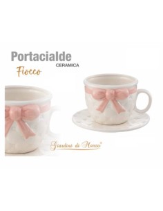 Bicchiere portacialde ceramica fiocco vari colori 2