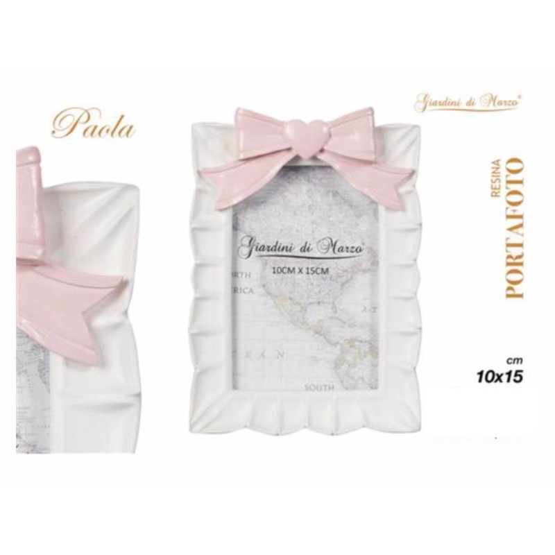Portafoto con fiocco Rosa varie misure
