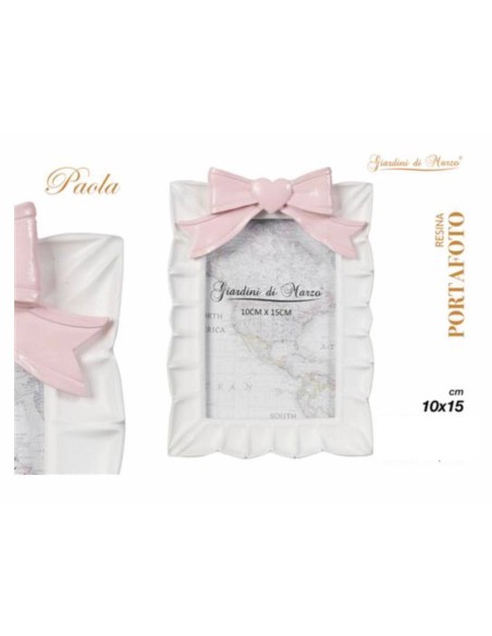 Portafoto con fiocco Rosa varie misure