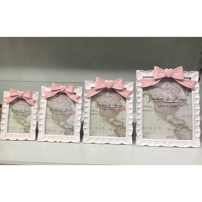 Portafoto con fiocco Rosa varie misure