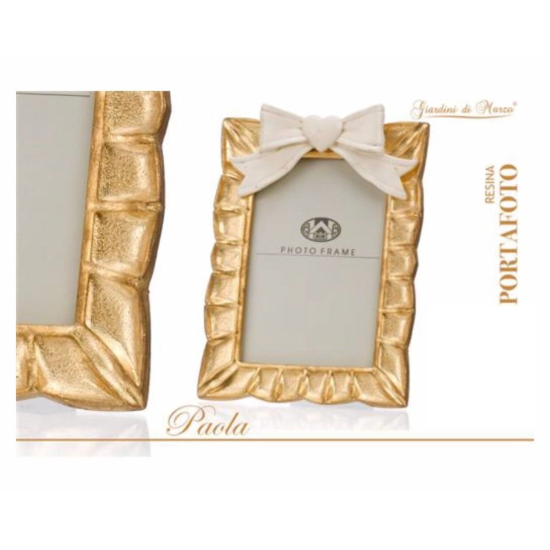 Portafoto ORO con fiocco rosa varie misure