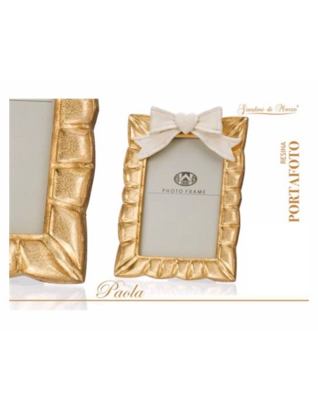 Portafoto ORO con fiocco rosa varie misure