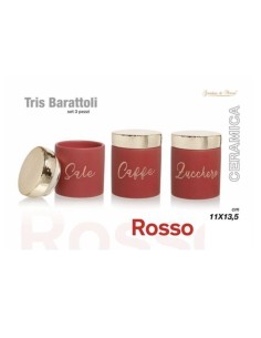 Tris barattoli rosso zucchero, caffè, sale 2
