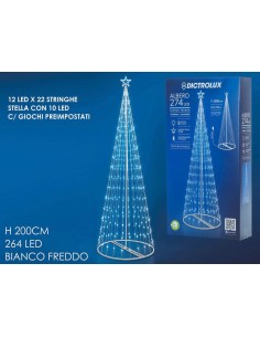 Albero di Natale Luminoso a Cono 274 LED h200cm bianco