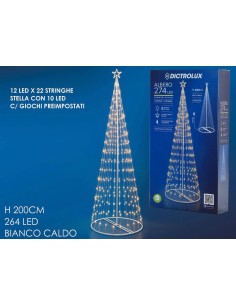 Albero di Natale Luminoso a Cono 274 LED h200cm bianco caldo
