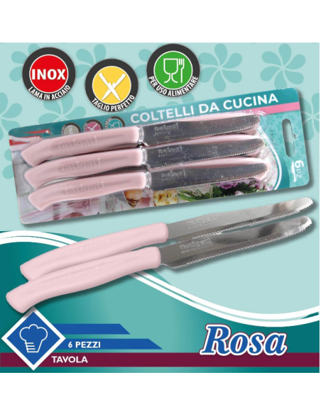 Set Rosa da 24pz Coltelli, cucchiai, forchette, cucchiaini, Fatigati Casa