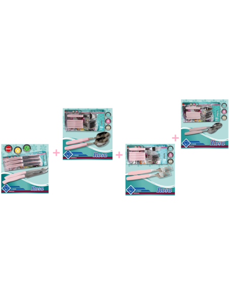 Set Rosa da 24pz Coltelli, cucchiai, forchette, cucchiaini, Fatigati Casa