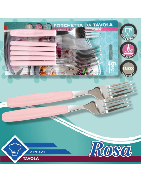 Set Rosa da 24pz Coltelli, cucchiai, forchette, cucchiaini, Fatigati Casa
