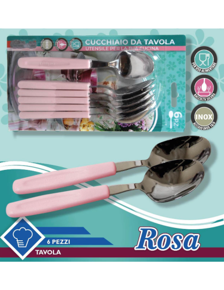 Set Rosa da 24pz Coltelli, cucchiai, forchette, cucchiaini, Fatigati Casa