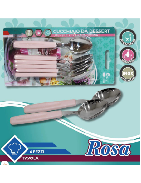 Set Rosa da 24pz Coltelli, cucchiai, forchette, cucchiaini, Fatigati Casa