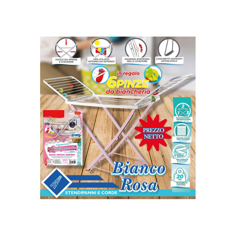 Stendipanni a corde bianco rosa con omaggio