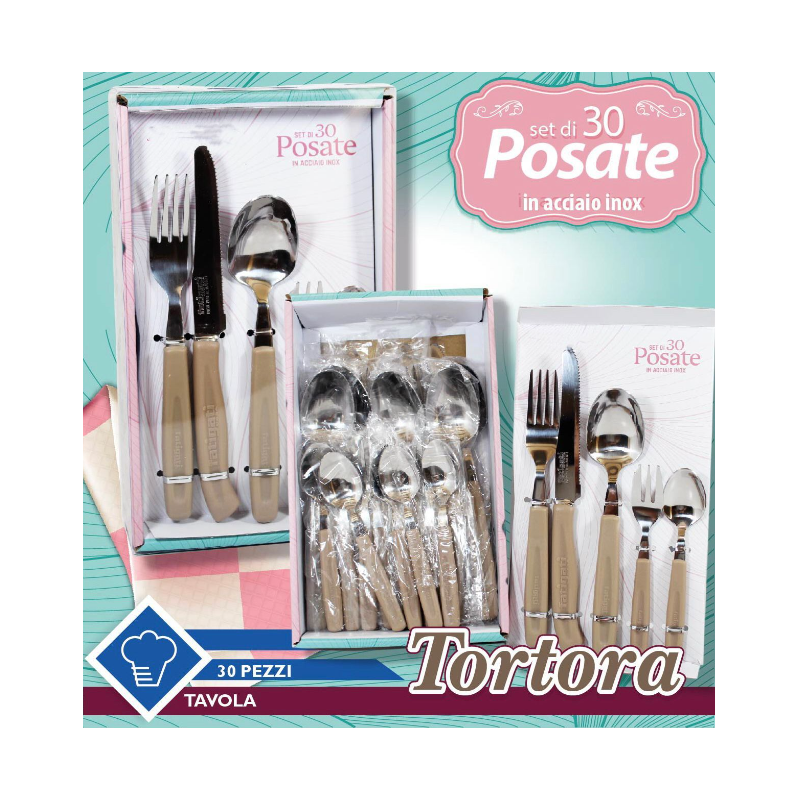 Set di 30 posate in Acciaio INOX Tortora Fatigati