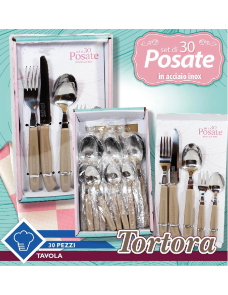Set di 30 posate in Acciaio INOX Tortora Fatigati