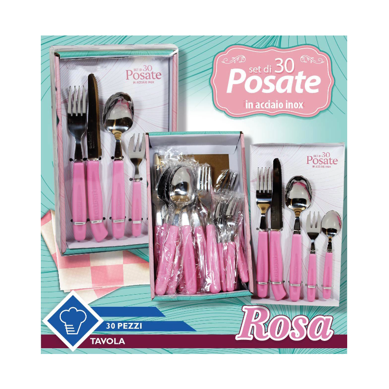 Set di 30 posate in Acciaio INOX Rosa Fatigati
