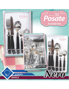 Set di 30 posate in Acciaio INOX Nero Fatigati 2