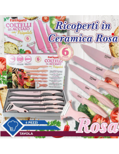 Set coltelli 6pz Rosa ricoperti in Ceramica Fatigati 2