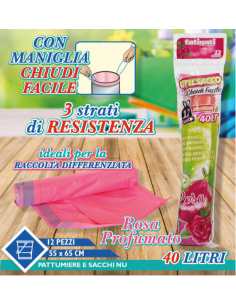 Pack da 6pz. Sacchetti Pattumiera Profumati  Rosa 2