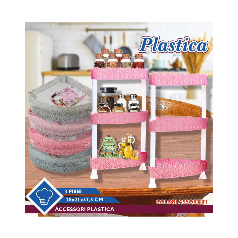 Organizer Cucina da 3 Piani Plastica Colori Assortiti