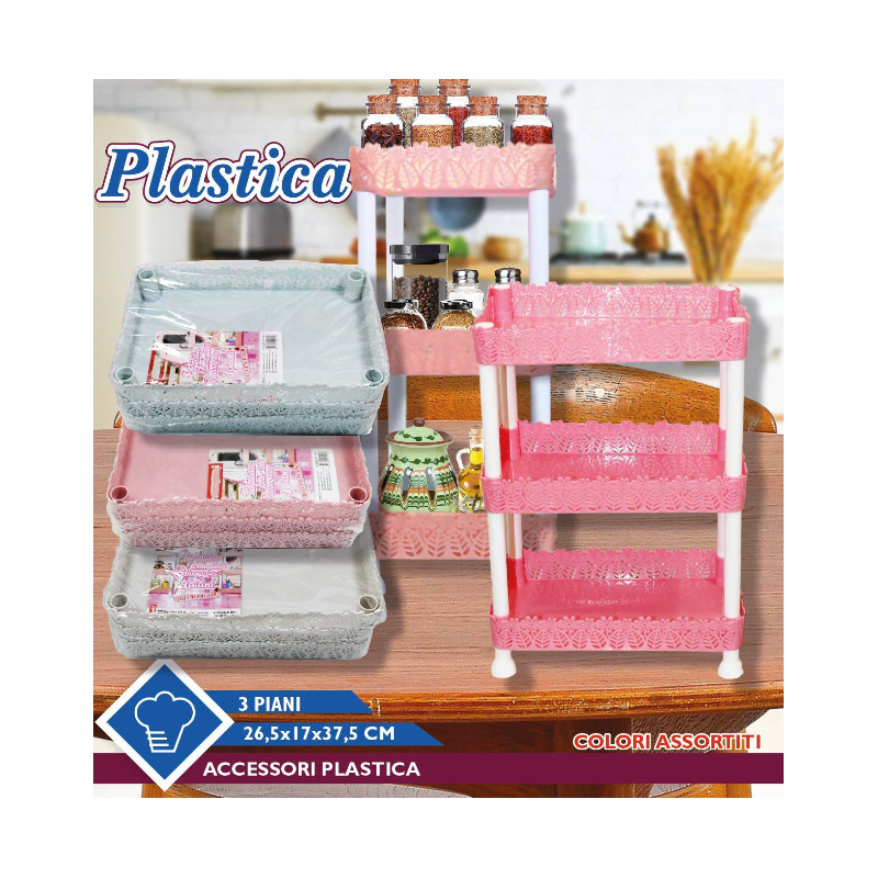 Organizer Cucina da 3 Piani Plastica Colori Assortiti Fatigati