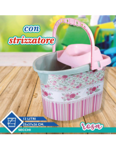 Secchio con strizzatore Lavapavimenti Rosa 2