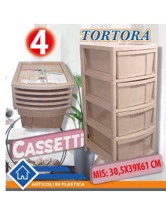 Cassettiera Organizzer interni Tortora 4 cassetti