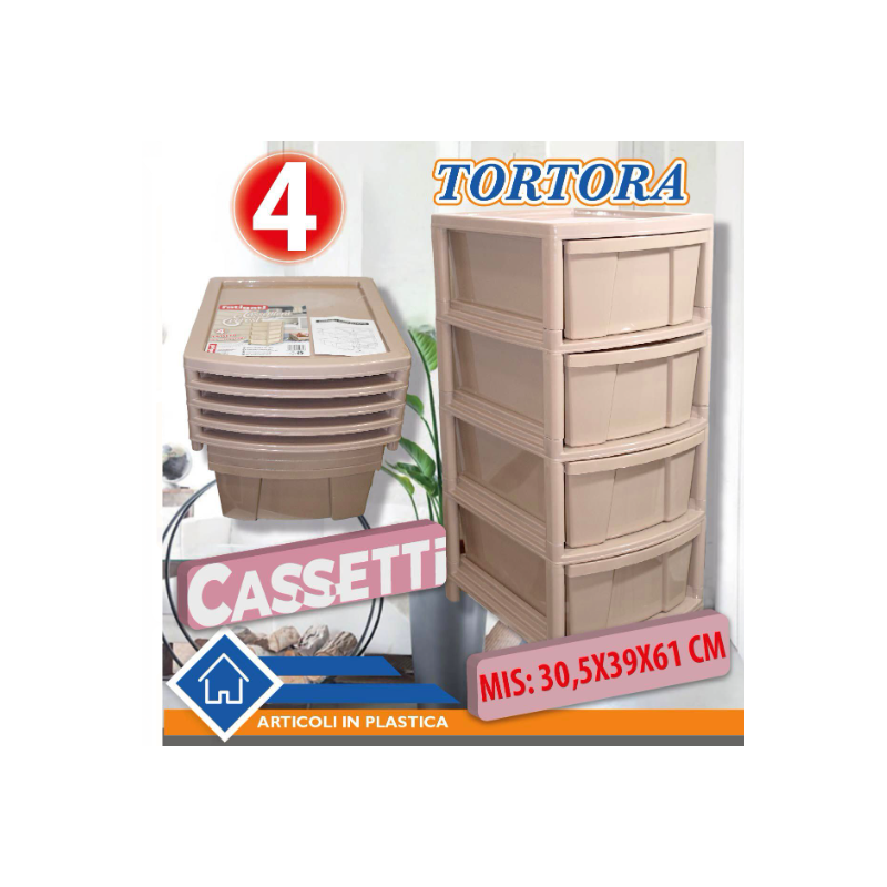 Cassettiera Organizzer interni Tortora 4 cassetti