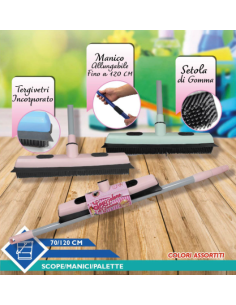 Set scopa con manico e tergivetro incorporato vari colori 2