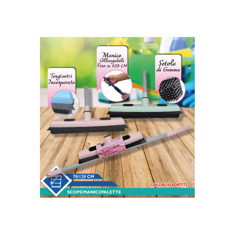 Set scopa con manico e tergivetro incorporato...