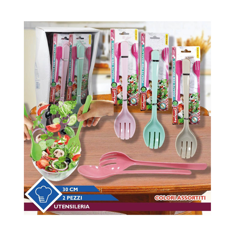 Posate da Insalata set da 2pz. Colori Assortiti