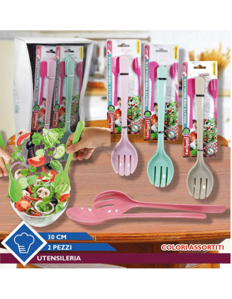 Posate da Insalata set da 2pz. Colori Assortiti