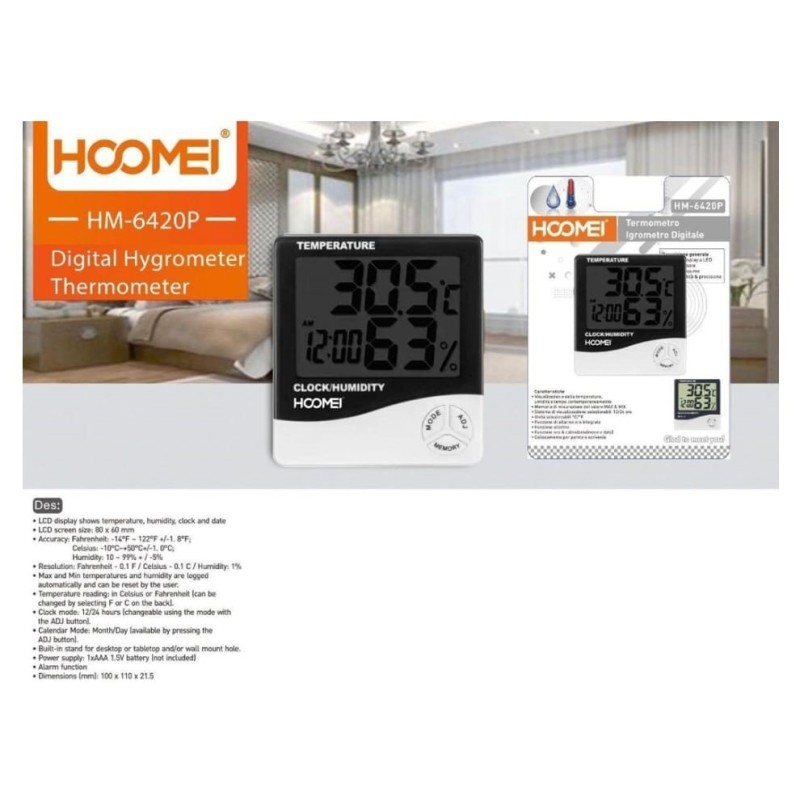 Termometro e Igrometro digitale Misura Temperatura Tassi di Umidità casa