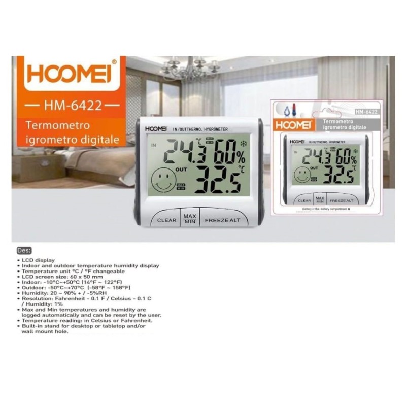 Hoomei Termometro e Igrometro digitale Misura Temperatura Tassi di Umidità casa