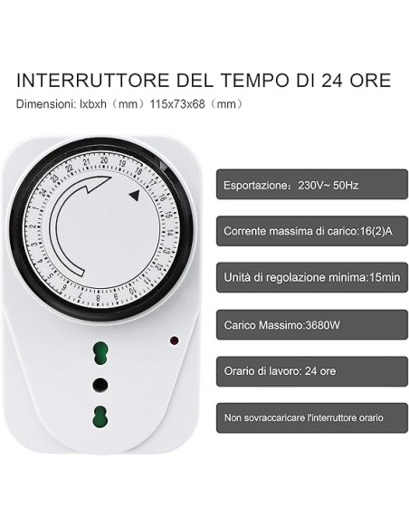 Timer presa elettrica,Programmatore Timer meccanico giornaliero