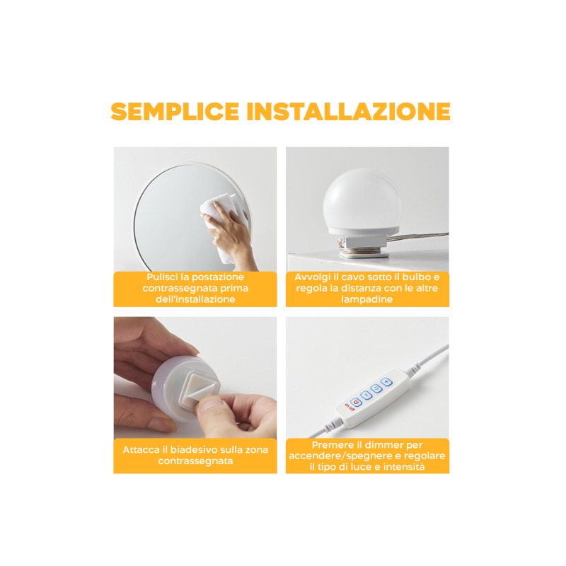 6 Lampadine led luci da specchio makeup