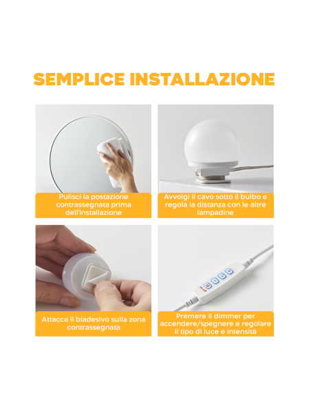 6 Lampadine led luci da specchio makeup