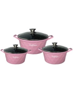 Cheffinger Set Di Casseruole Diamantate Rosa 2