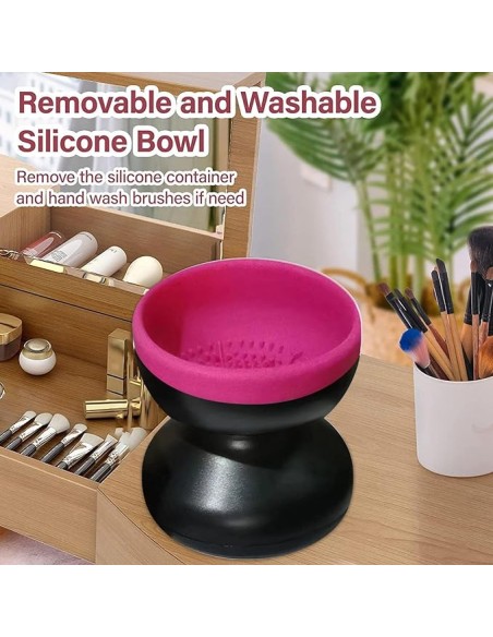 Pulitore Elettrico Per Pennelli Da Trucco Rosa Nero