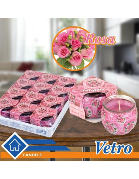 Candela profumata Rosa in vetro