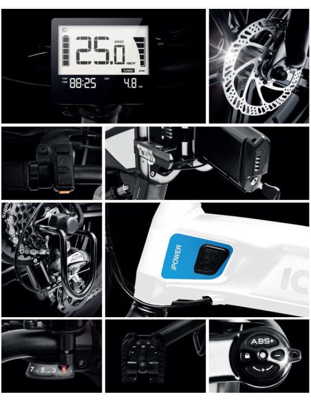 E-bike Bici Pieghevole 250 watt Bianco Iceberg-X5