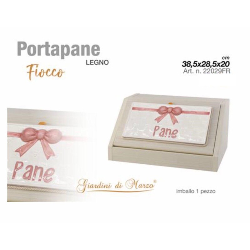 Portapane Fiocco Rosa targhetta