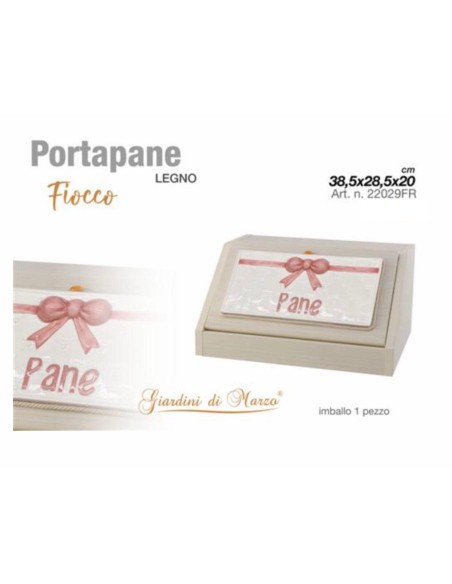 Portapane Fiocco Rosa targhetta