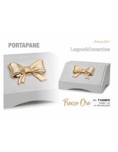 Portapane con Fiocco Oro legno e ceramica 2