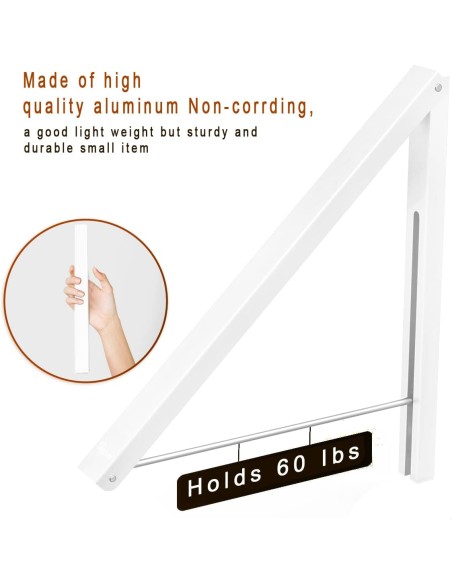 Appendiabiti pieghevole a parete retrattile, in alluminio