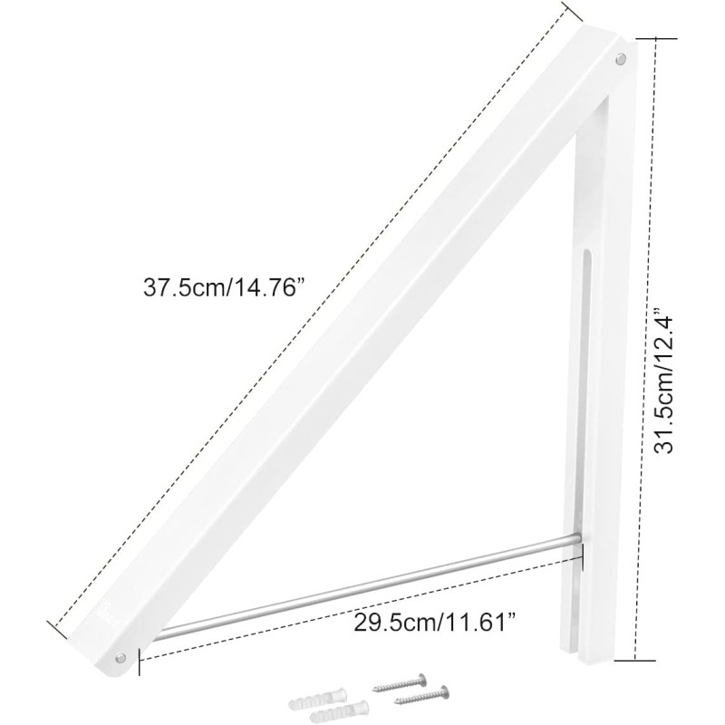 Appendiabiti pieghevole a parete retrattile, in...