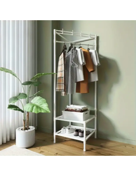 Appendiabiti ad angolo rinforzato e portaoggetti