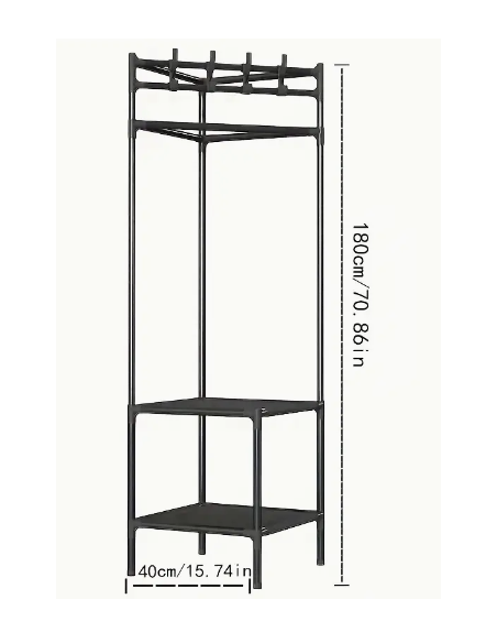 Appendiabiti ad angolo rinforzato e portaoggetti