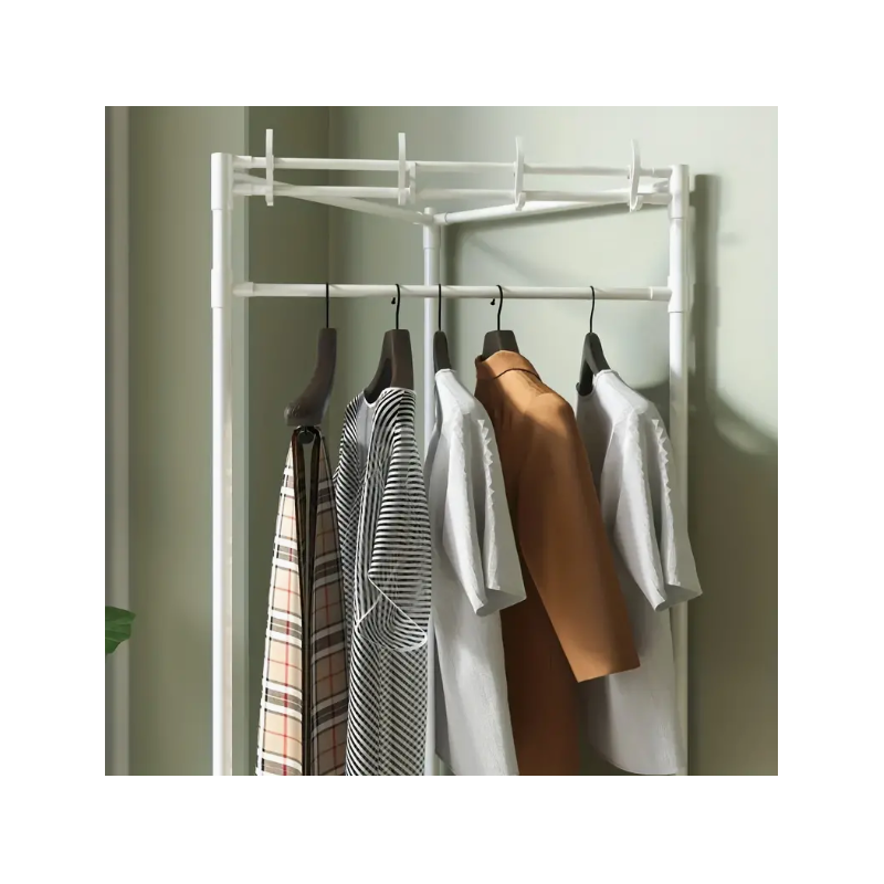 Appendiabiti ad angolo rinforzato e portaoggetti