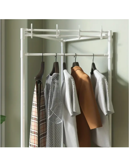 Appendiabiti ad angolo rinforzato e portaoggetti