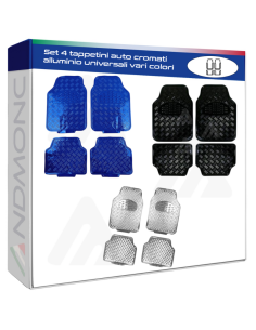 Set 4 tappetini auto cromati alluminio universali vari...