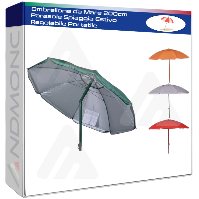 Ombrellone da Mare 200cm Parasole Spiaggia...